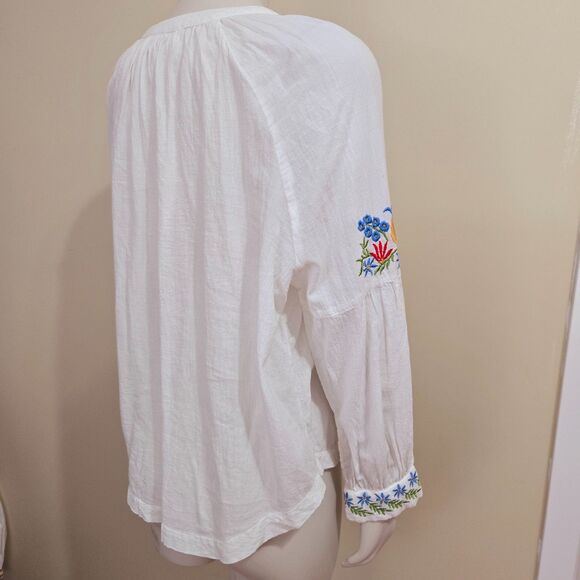 The Great Embroidered Peasant Blouse Size 1/S Long Sleeve Floral Boho Gauzy - Picture 6 of 11